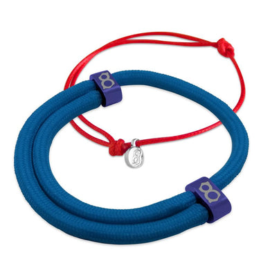 st8te Handmade Blue & Red Bracelet Stack | Adjustable Slim Rope Slider