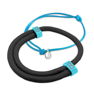 st8te Handmade Black & Light Blue Bracelet Stack | Adjustable Sliders