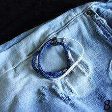 st8te Handmade Blue & White Bracelet Stack | Adjustable Sliders