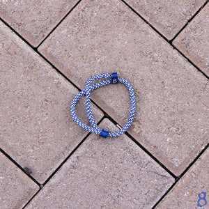 st8te Handmade "Royal" Blue & White Rope Bracelet, Adjustable Slider