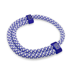 st8te Handmade "Royal" Blue & White Rope Bracelet, Adjustable Slider