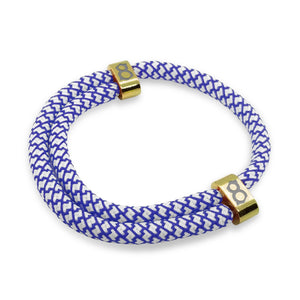 st8te Handmade "Royal" Blue & White Rope Bracelet, Adjustable Slider