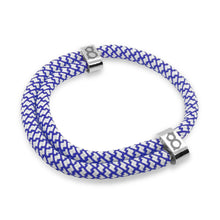 st8te Handmade "Royal" Blue & White Rope Bracelet, Adjustable Slider