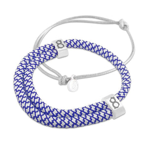 st8te Handmade Blue and Gray Bracelet Stack | Adjustable Rope Slider