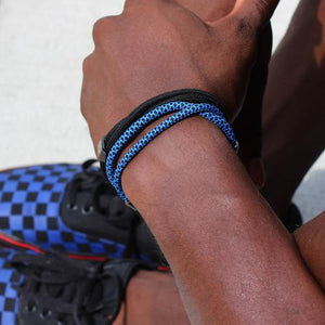 st8te Handmade "Midnight" Blue & Black Rope Bracelet Adjustable Slider