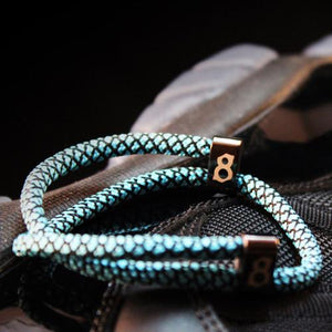 st8te Handmade "Robin" Blue & Black Rope Bracelet, Adjustable Slider